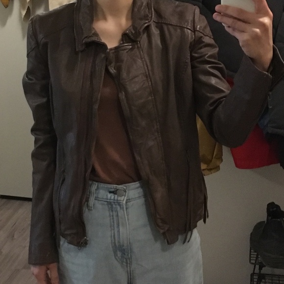 Muubaa Galaxi Leather Biker Jacket (taupe/brown, women, US 4) - Picture 9 of 10